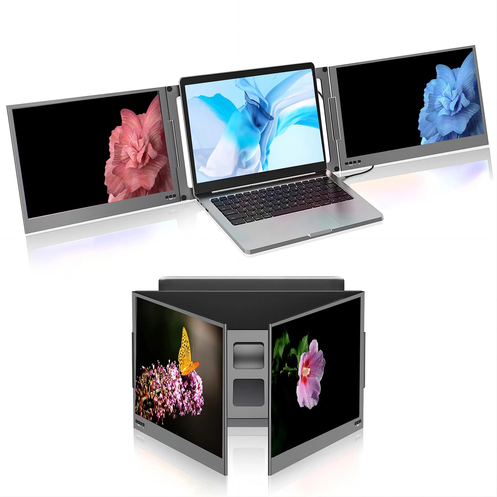 Monitor portatile da 15,6 pollici, display diviso Triscreen, schermo espandibile, display diviso con laptop di tipo C