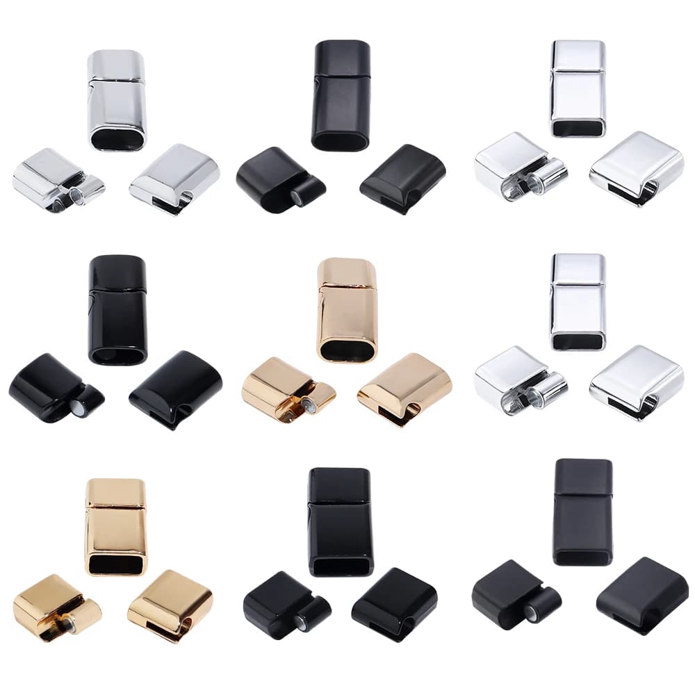 5pcs/lot 6x12mm Alloy Magnetic Clasps Round Square Corners Magnet Buckles Connector For Leather Bracelet DIY Jewelry Accessories