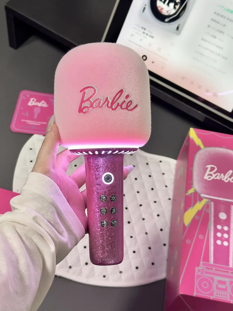 Genuine Maoking Barbie Co-Branded Wireless Bluetooth Karaoke Mic All-In-One Speaker Dream It Do It Barbie Anime Peripheral Toy