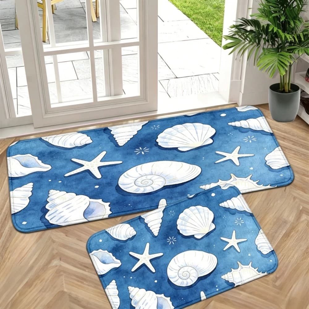 Bathroom and Beach Mat, Anti-slip and Absorbent, Soft Flannel Mat for Bathroom, Shower, Kitchen, Entrance, Decorative Mat