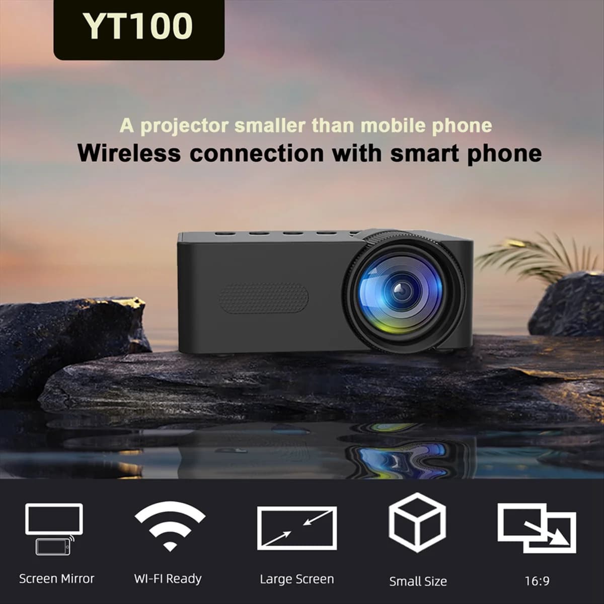 Nuovo proiettore LED HD 1080P Mini proiettore wireless per telefono cellulare con supporto per proiettore Lettore video portatile per home theater-A