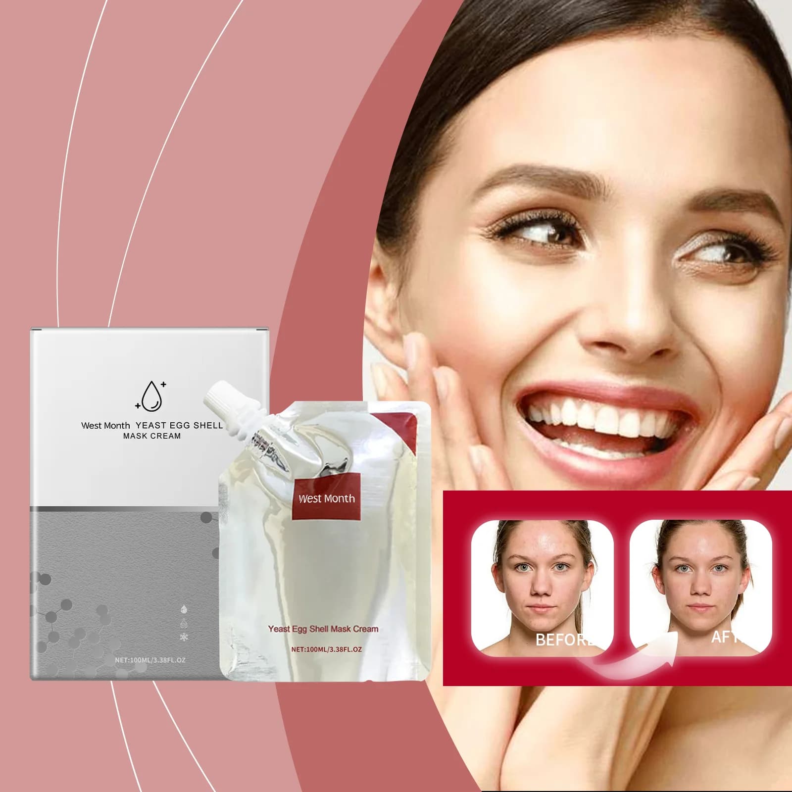 Korean CO oxygen-injection mask for shrinking pores and moisturizing, water-glow mask, firms the skin.