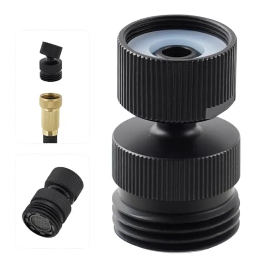 Adapter Kit for Faucet, 3/4" Brass Garden Pipe Connector, 360 Degree Kitchen Faucet Adapter for Female and Male Connector