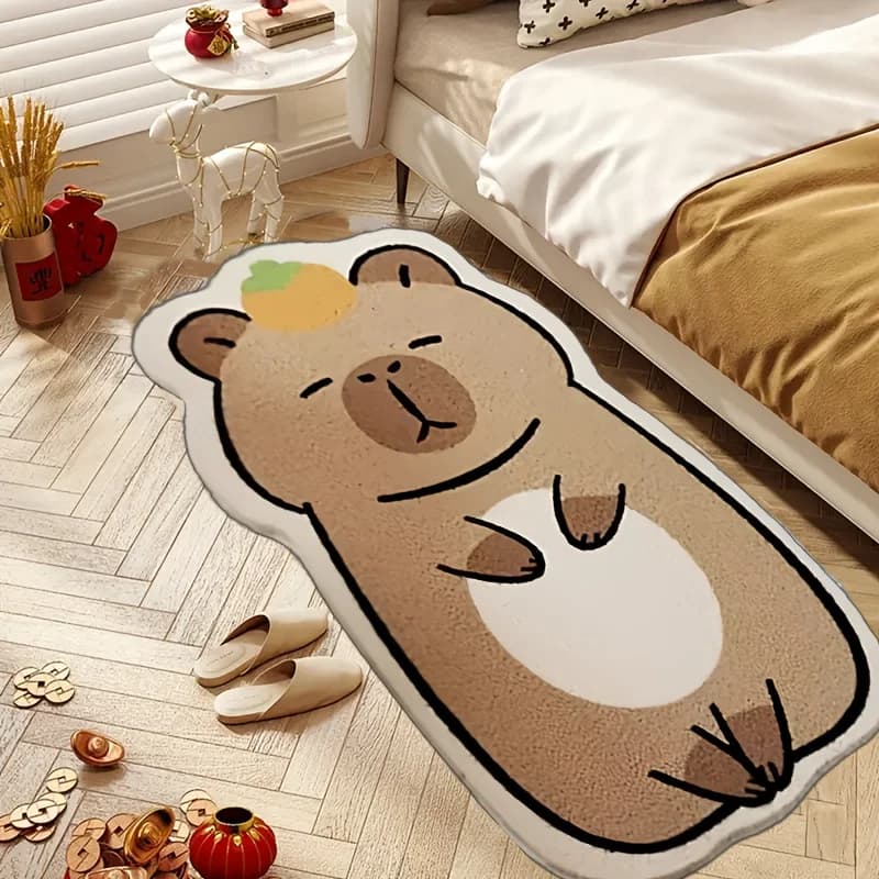 Tappeto VIKAMA con simpatico capibara, tappetino caldo e antiscivolo per ingresso, camera da letto e comodino, tappeto per lavanderia, decorazione per la casa