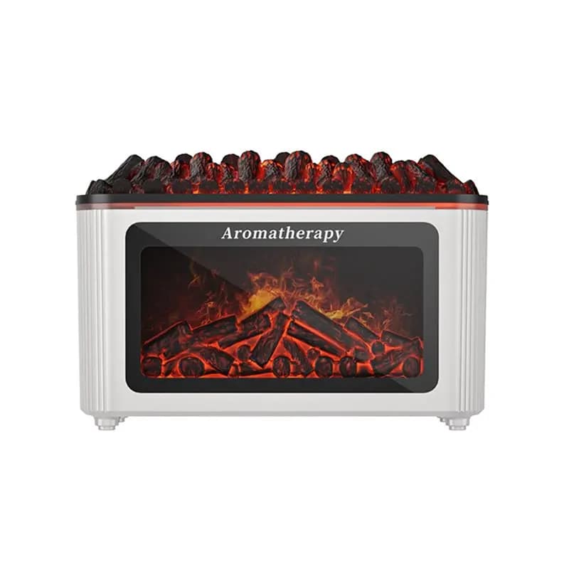A84G-Umidificatore con Effetto Fiamma, Luci Ambientali Colorate, Diffusore da Tavolo con Fiamma Simulata in Legno, Diffusore di Aromi