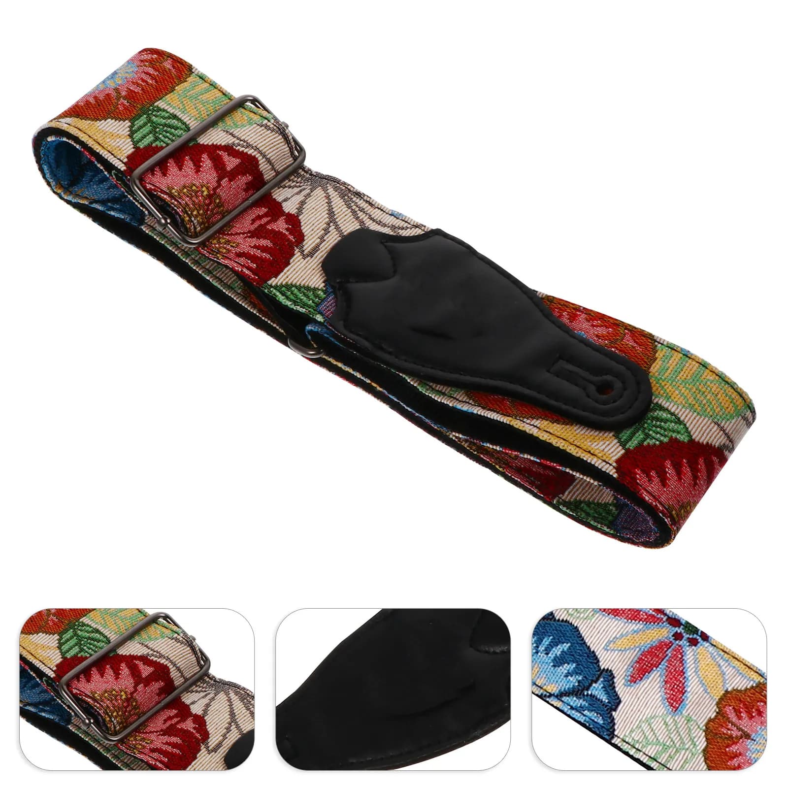 Tracolla per chitarra ricamata, accessori vintage, tracolla nera per ukulele, cintura regolabile in cotone, resistente, elegante, leggera, comoda