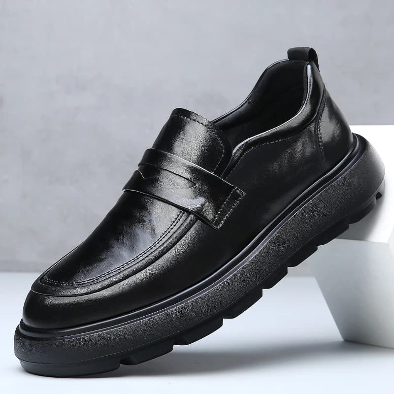Genuine Leather Men's Shoes Cowhide Breathable Loafers Business Casual Leather Shoe Slip on Dress Shoes