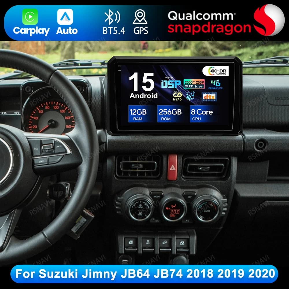 Autoradio Android 15 Per Suzuki Jimny JB64 JB74 2018 - 2020 Qualcomm 5G WIFI GPS QLED Autoradio Wireless Carplay Auto DVD Stereo