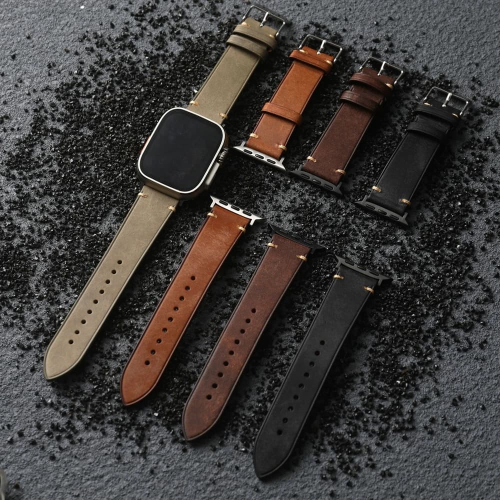 Cinturino in pelle di vacchetta con strato di testa italiano fatto a mano per Apple Watch iWatch 49MM 44MM 45MM 44MM 42MM bracciale Soft Vintage Ultra2 S
