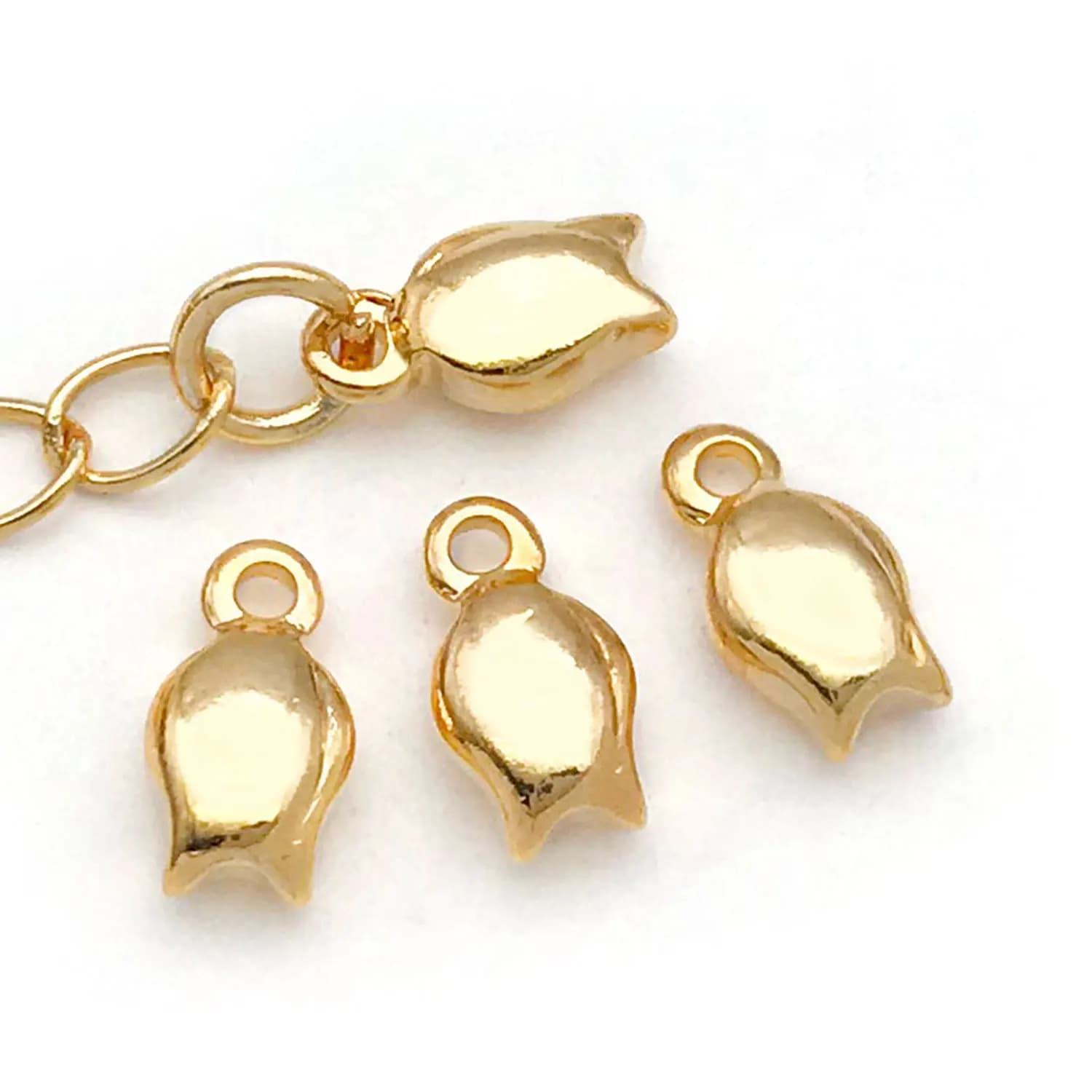 10/20 pz 18 K Reale Placcato Oro Ottone Coda Catena Pendenti e Ciondoli, fiori di tulipano Pendenti Per Il Braccialetto FAI DA TE Collana Creazione di Gioielli Accessorio