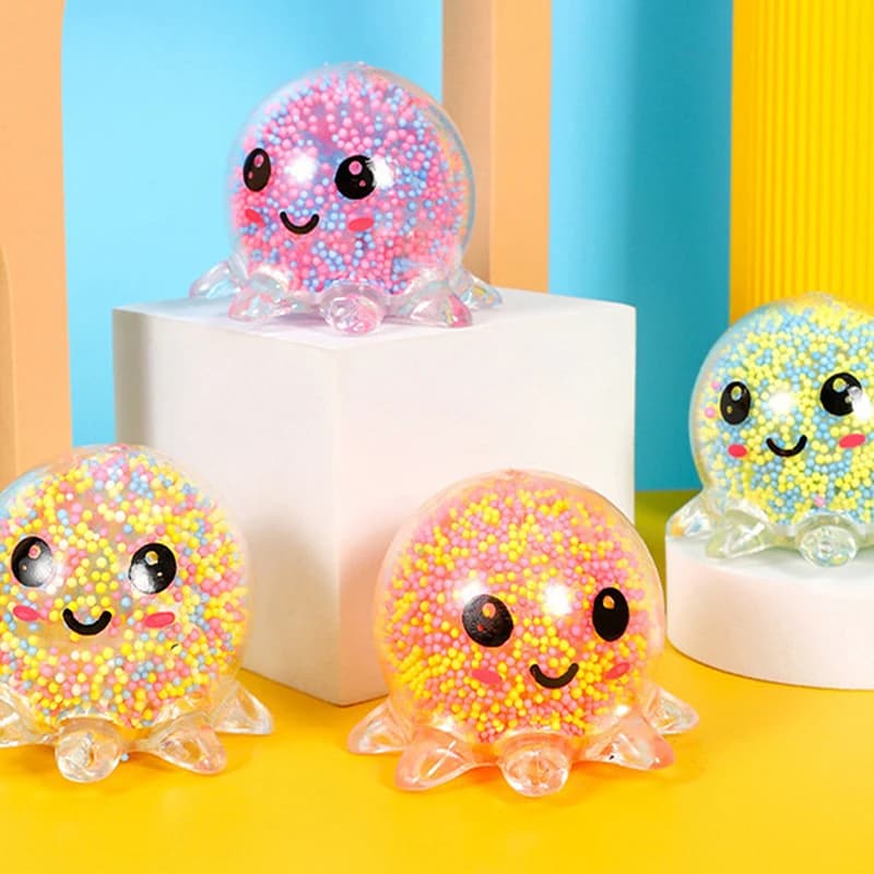 Luce incandescente Calamari Palla di sfiato Spremere Giocattoli Giocattolo di decompressione Palla di polpo a bolle Giocattolo antistress Regalo per bambini