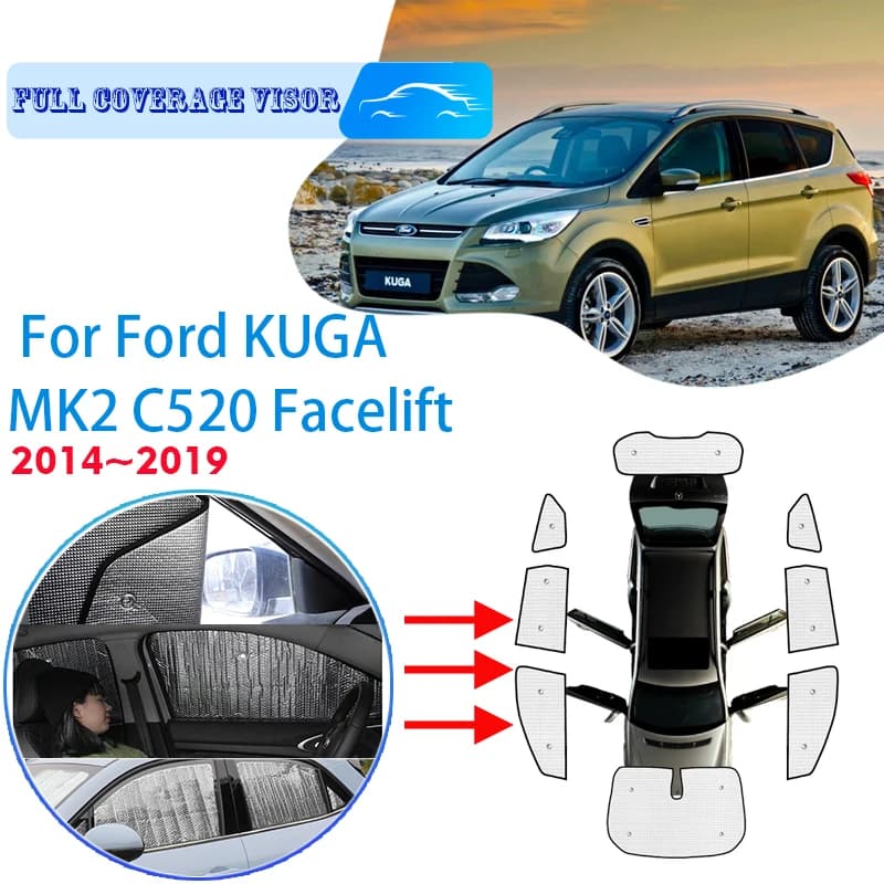 Coperture complete parasole per Ford KUGA MK2 C520 2014 ~ 2019 2016 2018 accessori per auto protezione solare parabrezza visiera laterale per finestra