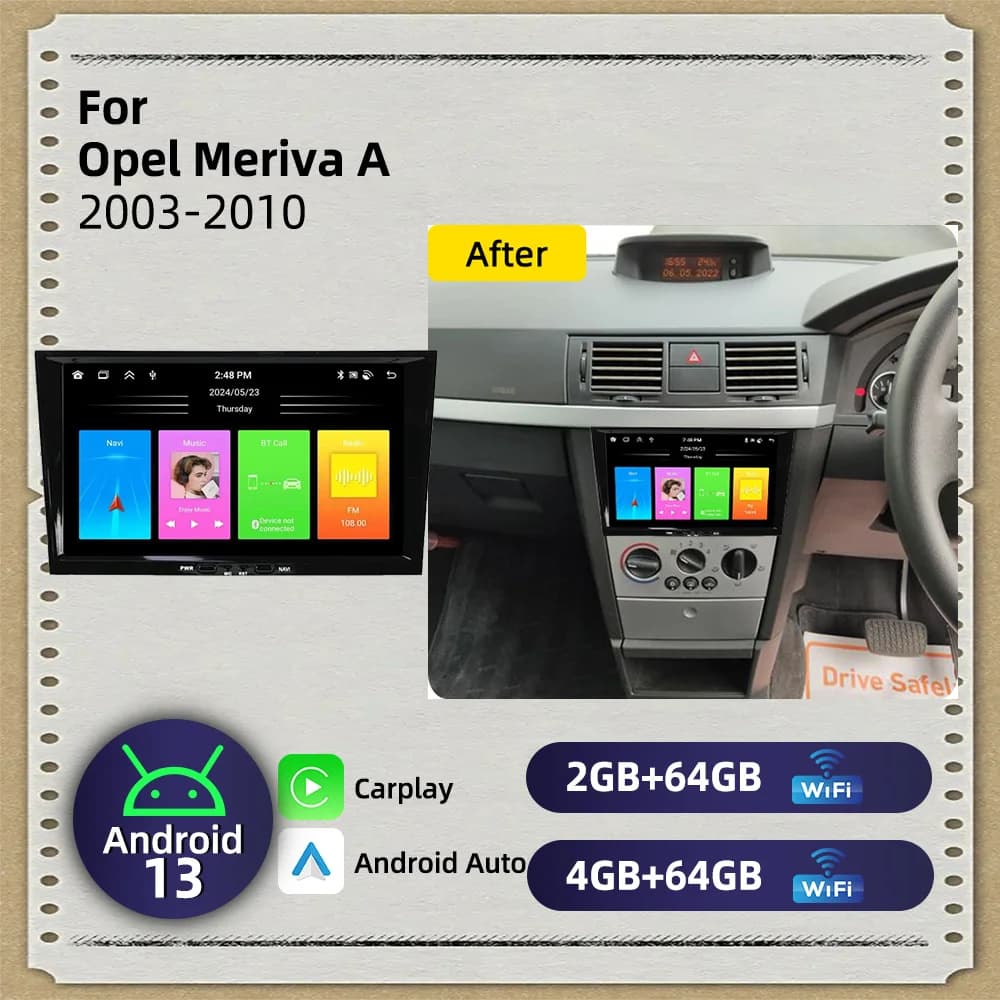 Autoradio 2 Din For Opel Meriva A 2003-2010 Carplay Android Radio GPS WIFI Auto Car Multimedia 8" Screen Stereo