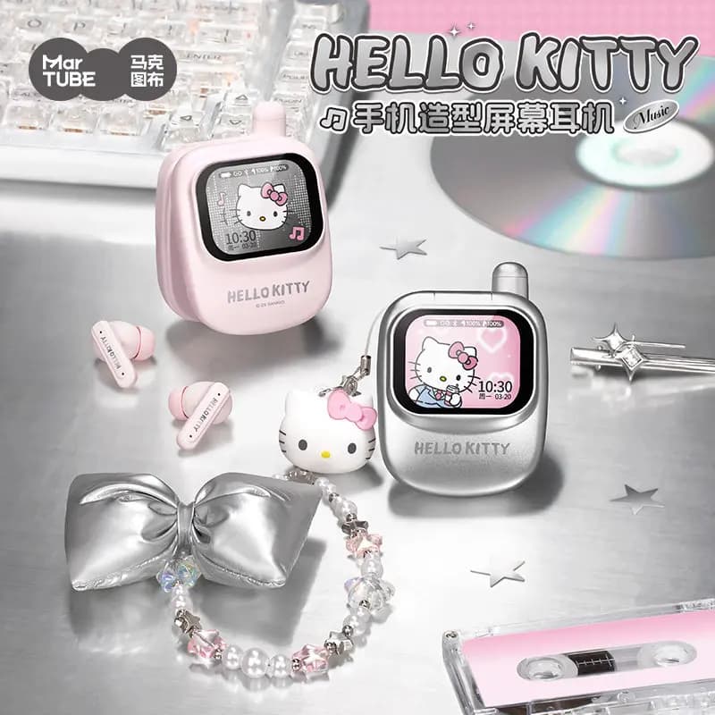 Official Hello Kitty Cute In Ear Earbuds Noise Reduction Kt Mobile Phone Styling Smart Touch Screen Birthday Peripheral Gift