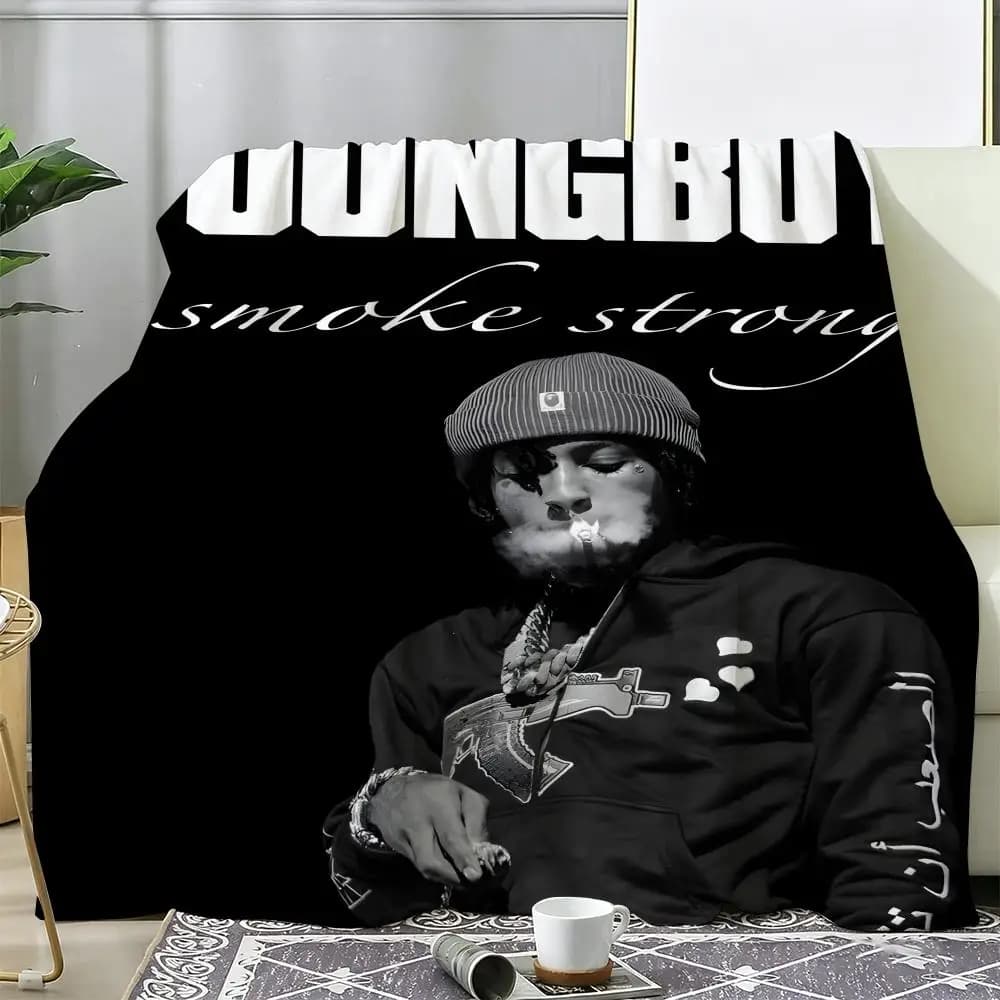 Coperta in Morbido Pile di Flanella Rapper Y-Young Boy NeverBrokeAgain, Plaid Caldo e Accogliente per Divano e Letto, Adatta a Tutte le Stagioni
