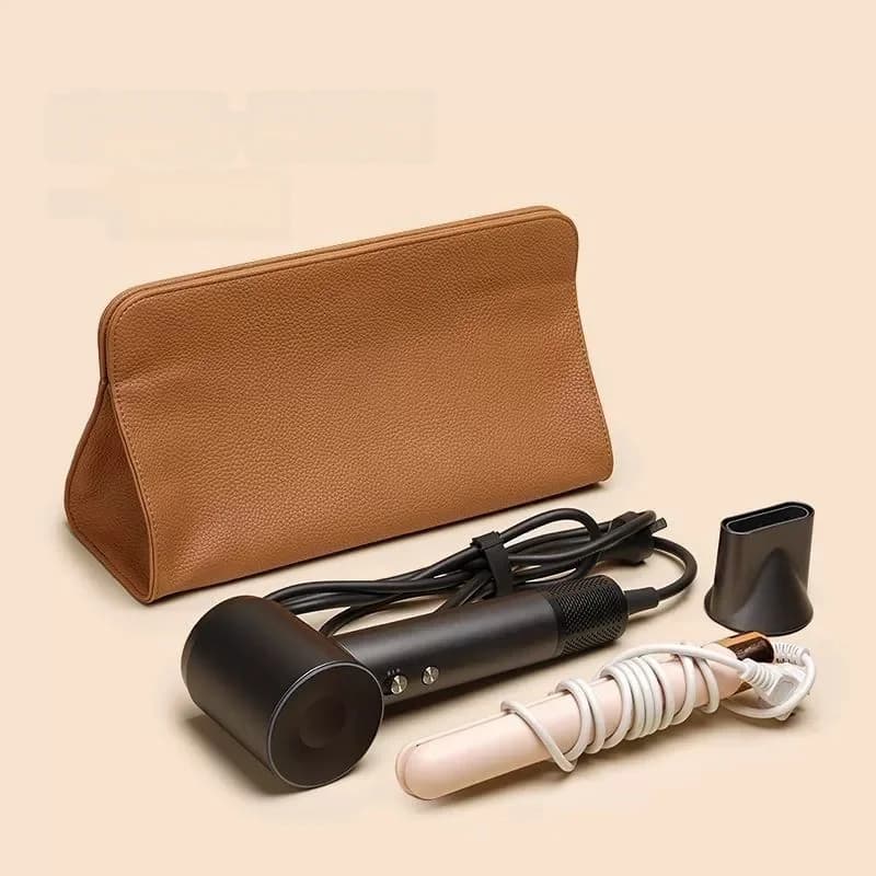 Pu Leather Travel Hair Dryer Bag Hairdressing Tool Organizer Pouch Portable Curling Iron Storage Bag for Home Salon Use