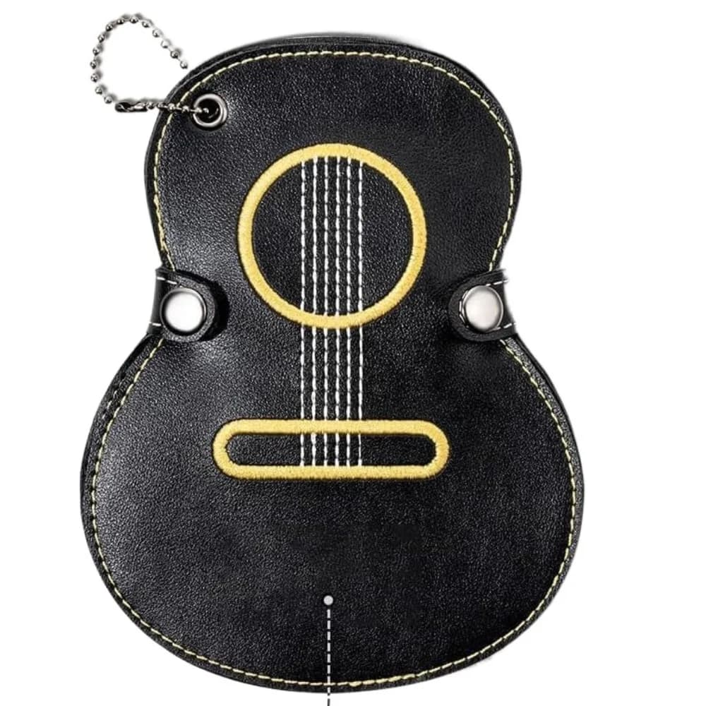 Gift Guitar Shaped Guitar Pick Holder Bag Leather Durable Guitar Plectrums Bag Large Capacity PU Guitar Pick Clip Ukuleles