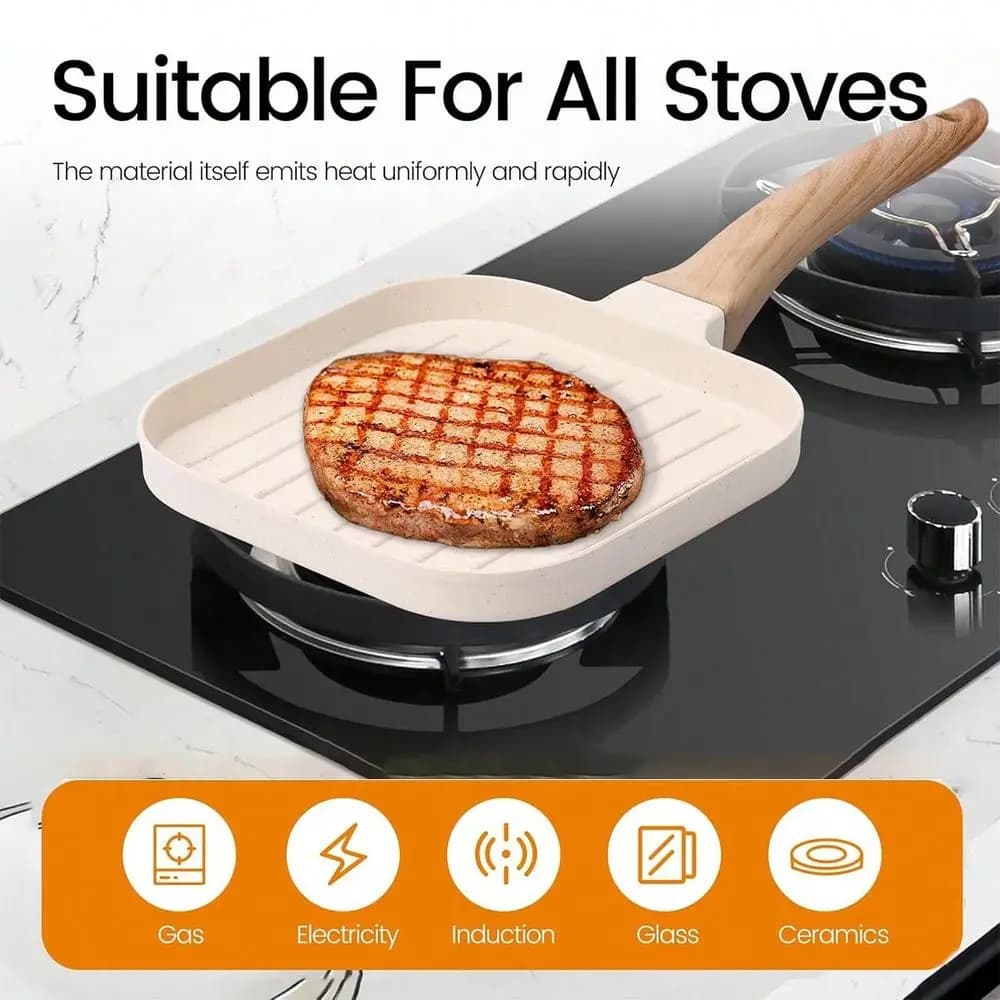 Lidded Non-Stick Baking Tray Suitable For Stove, Square Indoor Baking Tray, Healthy Coated Frying Pan, Multifunctional Skillet
