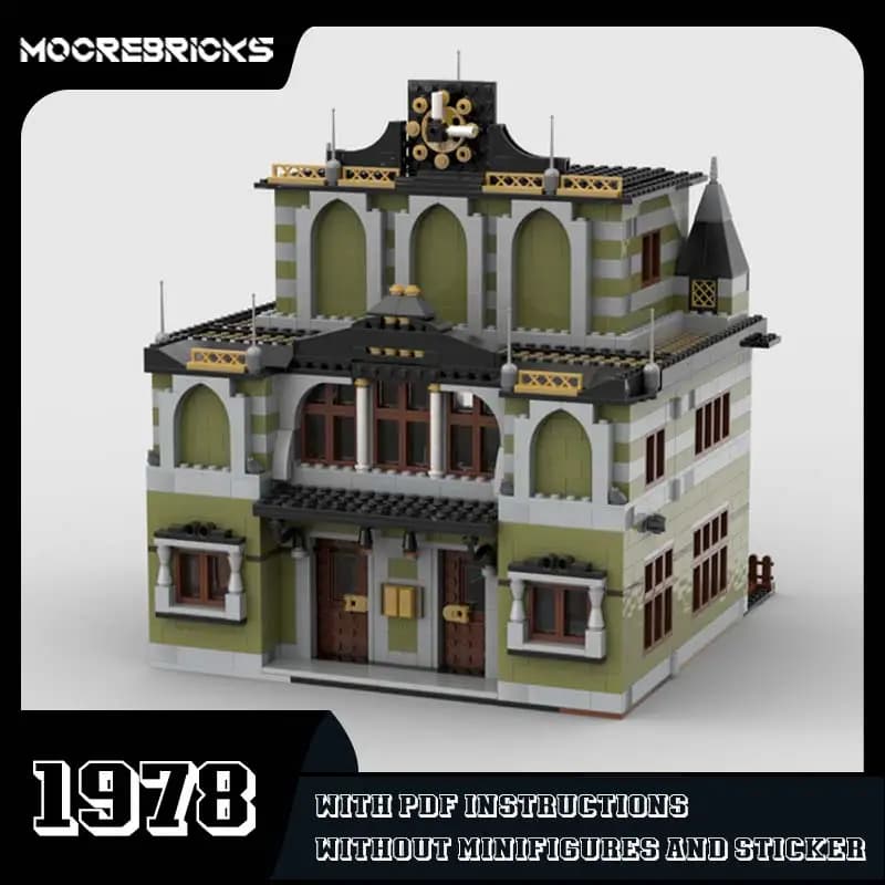 MOC-148766 City Scene Architecture The Green Station Building Blocks Assembly Model Toys Kid's Puzzle Gifts