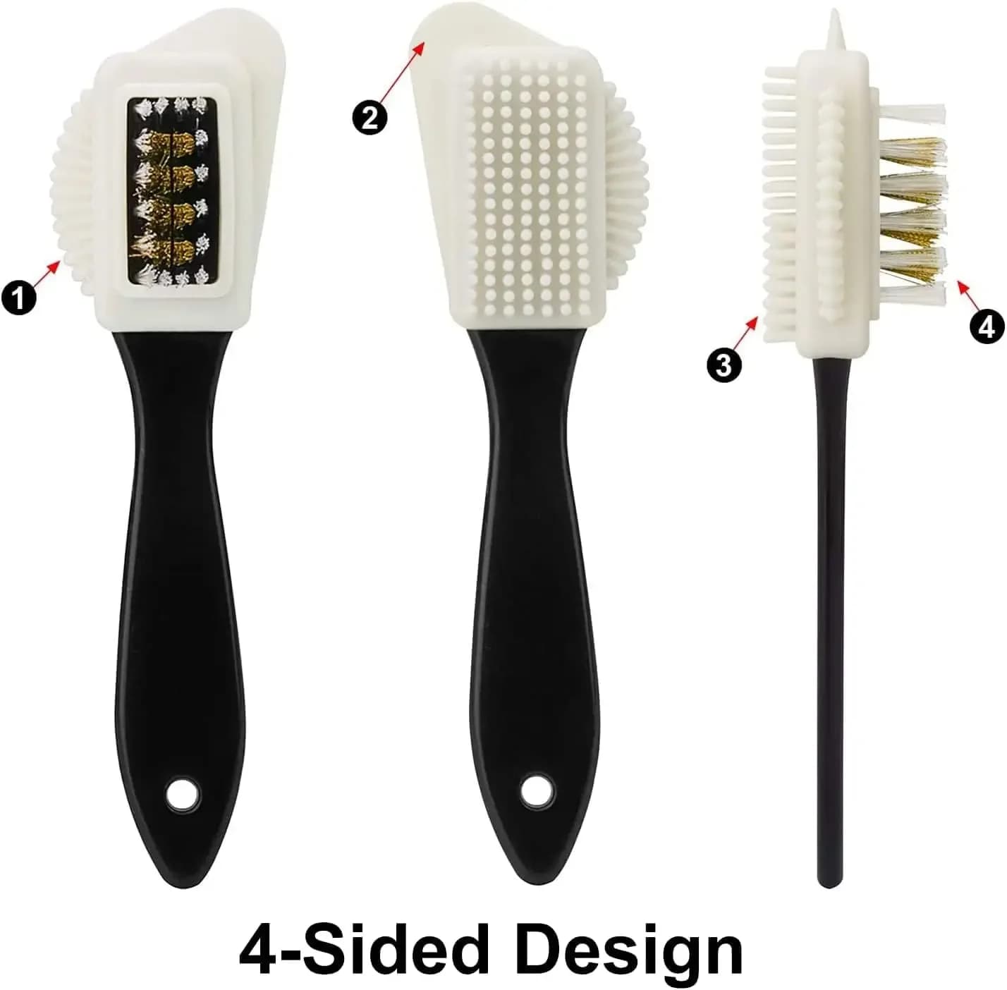4-sided shoe brush for cleaning suede and nabuk leather shoes, for shoe stains, multifunctional steel plastic rubber shoe brush, for domestic use