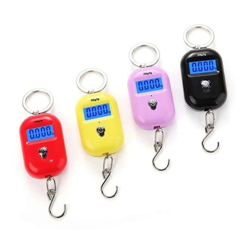 Bilancia Digitale Portatile da 25kg/5g – Mini Bilancia a Gancio con LCD Retroilluminato per Bagagli e Cucina