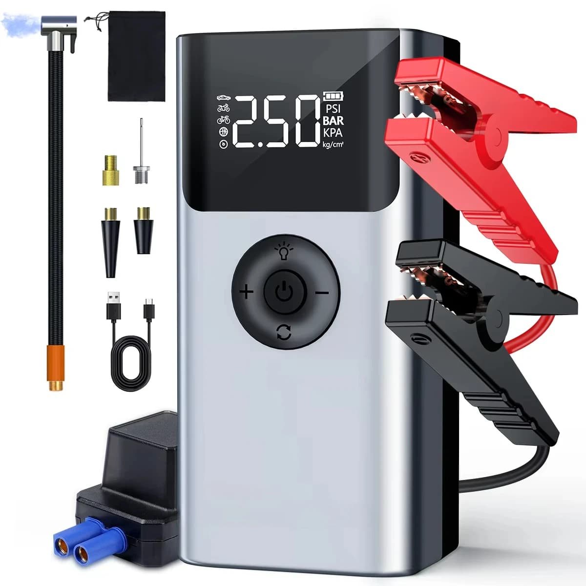 Avviatore di Emergenza Portatile Multifunzione per Auto 4300A con Pompa d'Aria, Combo Avviatore Batteria OEM