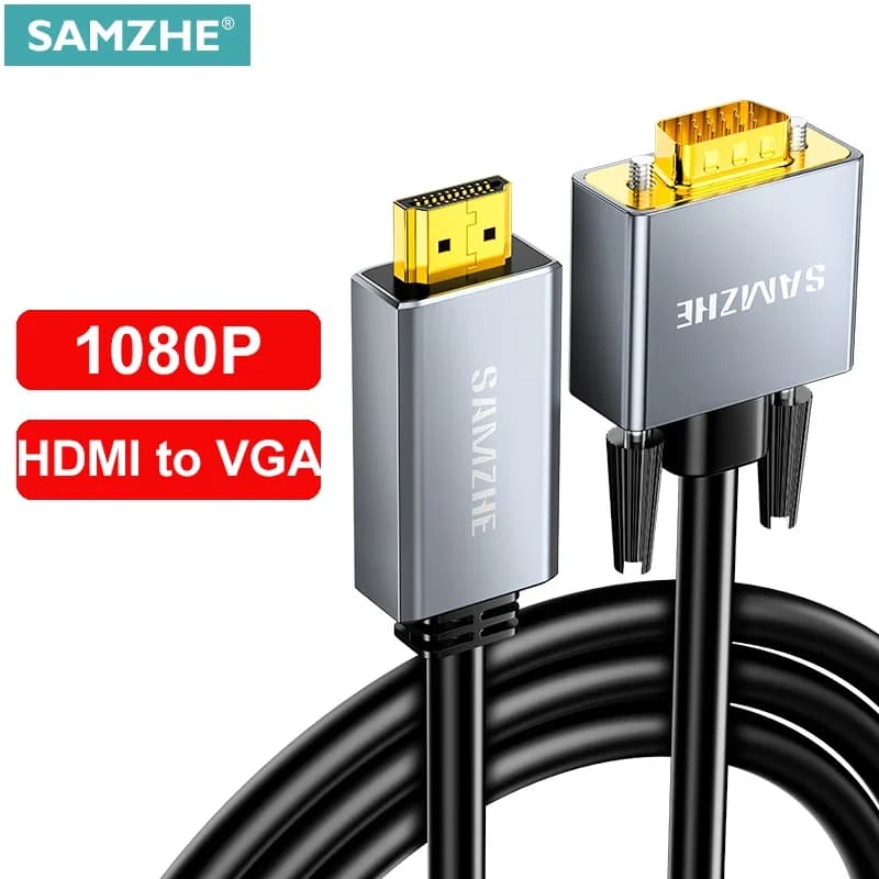 SAMZHE HD 1080P adattatore cavo compatibile con HDMI a VGA convertitore Audio Video maschio-maschio per Monitor proiettore Laptop PC TV Box