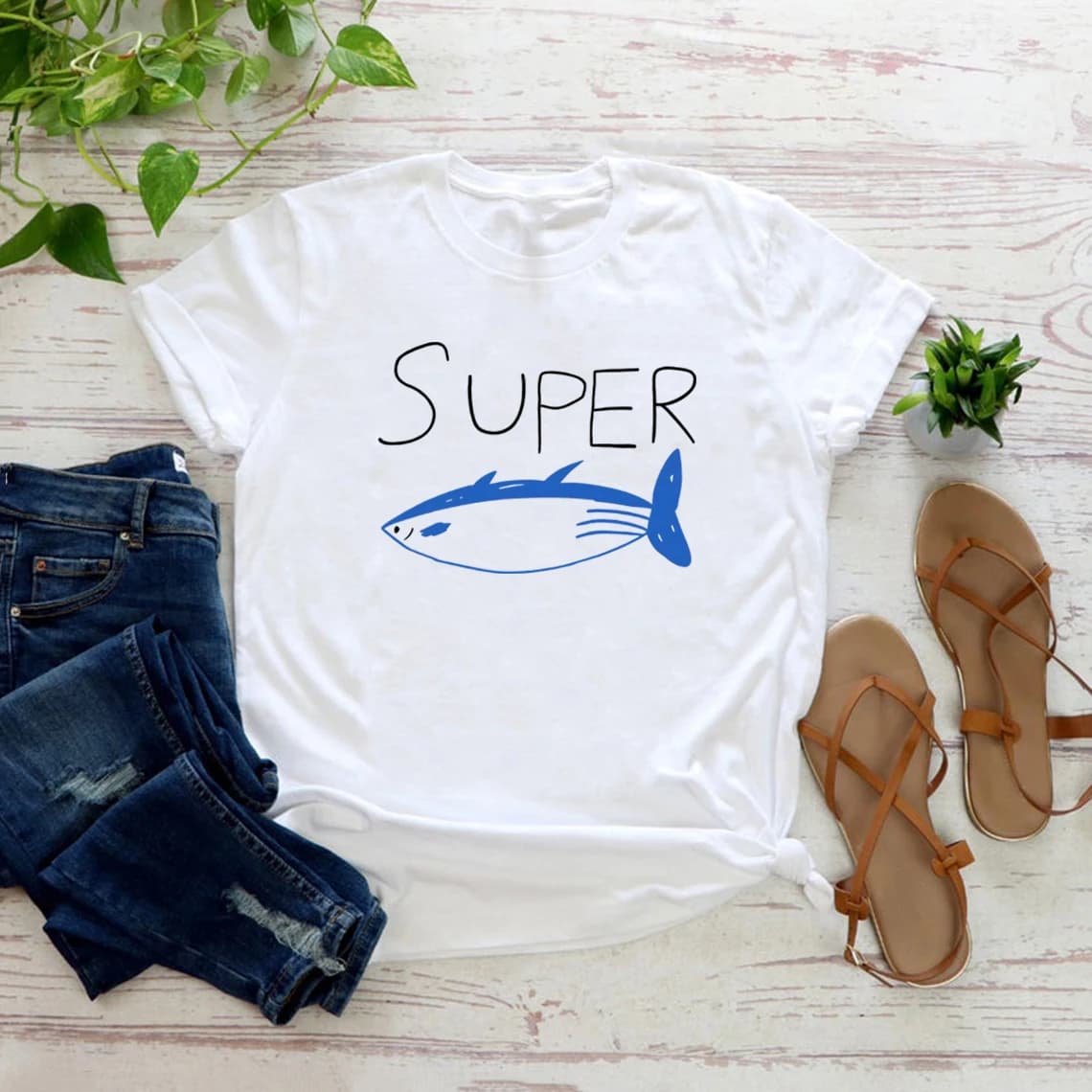 T-shirt Super Tuna Fish, Maglietta Super Tuna Concert, T-shirt Kawaii Unisex, T-shirt Grafiche a Maniche Corte, Regalo per i fan di Kpop, Top da Donna