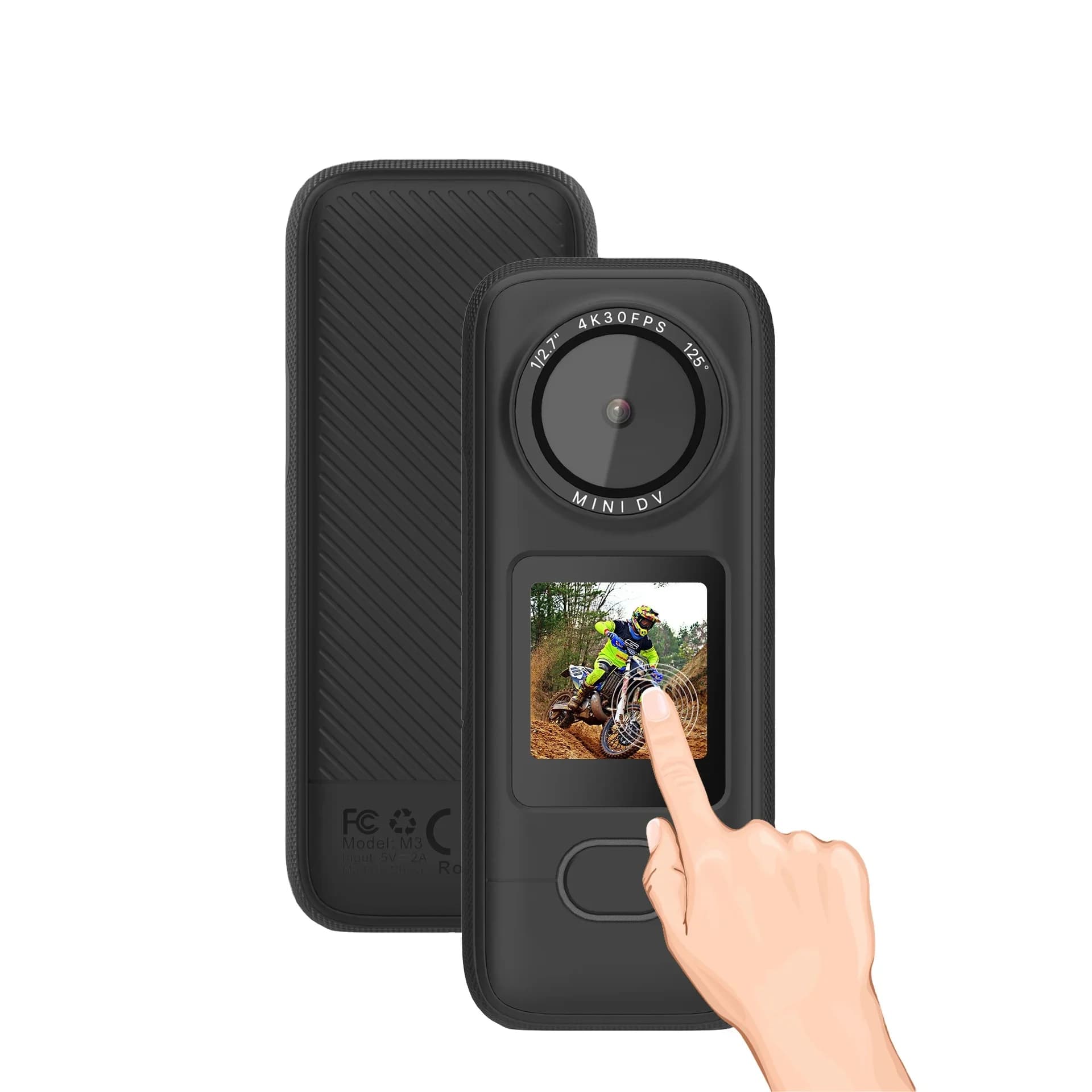 2025 cycling action camera with Wi-Fi and touchscreen, waterproof, anti-vibration, with pocket function for cars