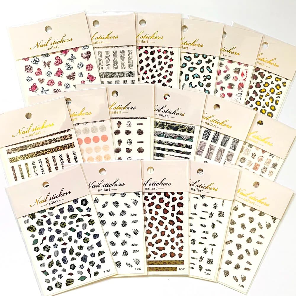 1 foglio adesivo leopardo cursori 3D per decorazioni per Nail Art # Charms con stampa animalier Manicure polacco senza punte adesive per acqua decalcomanie