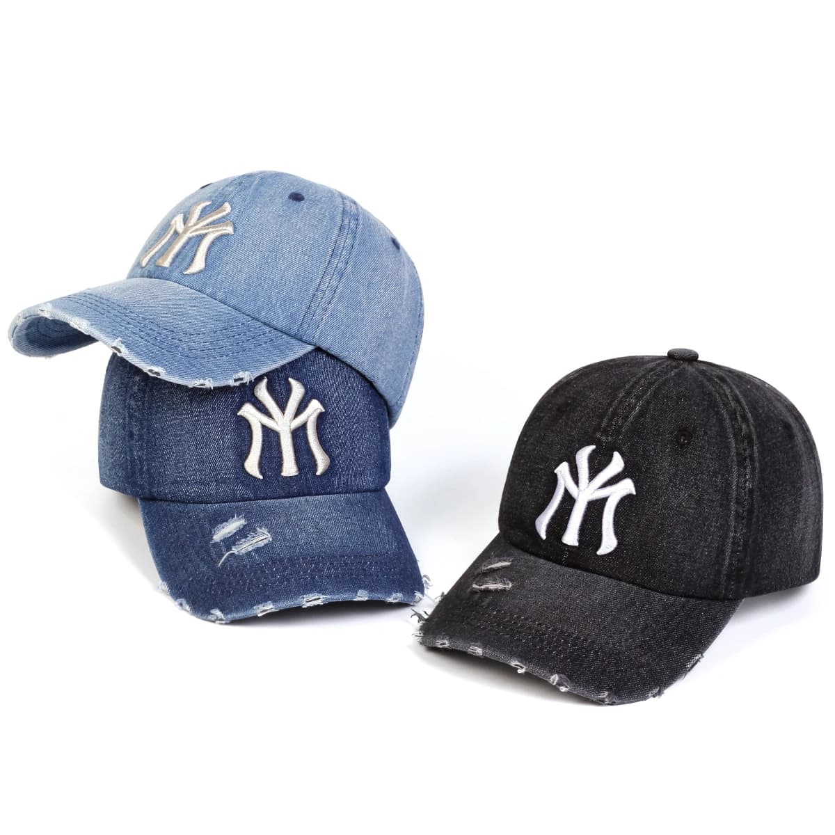 Baseball caps in denim with embroidered hole with unisex letter Adjustable casual hats for outdoors spring autumn Sun protection hat