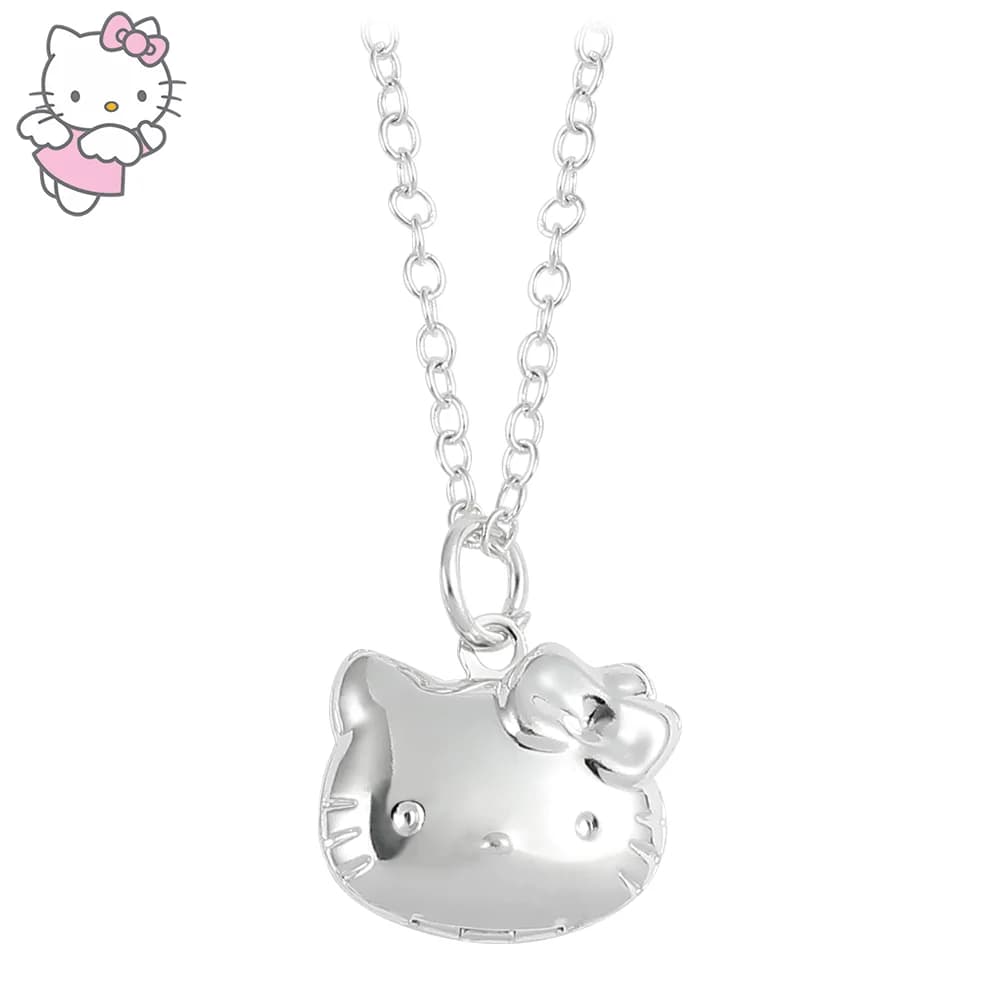 Necklace Anime Gatto Kawaii, White Cat Shaped Pendant in Metal, Jewelry Accessories