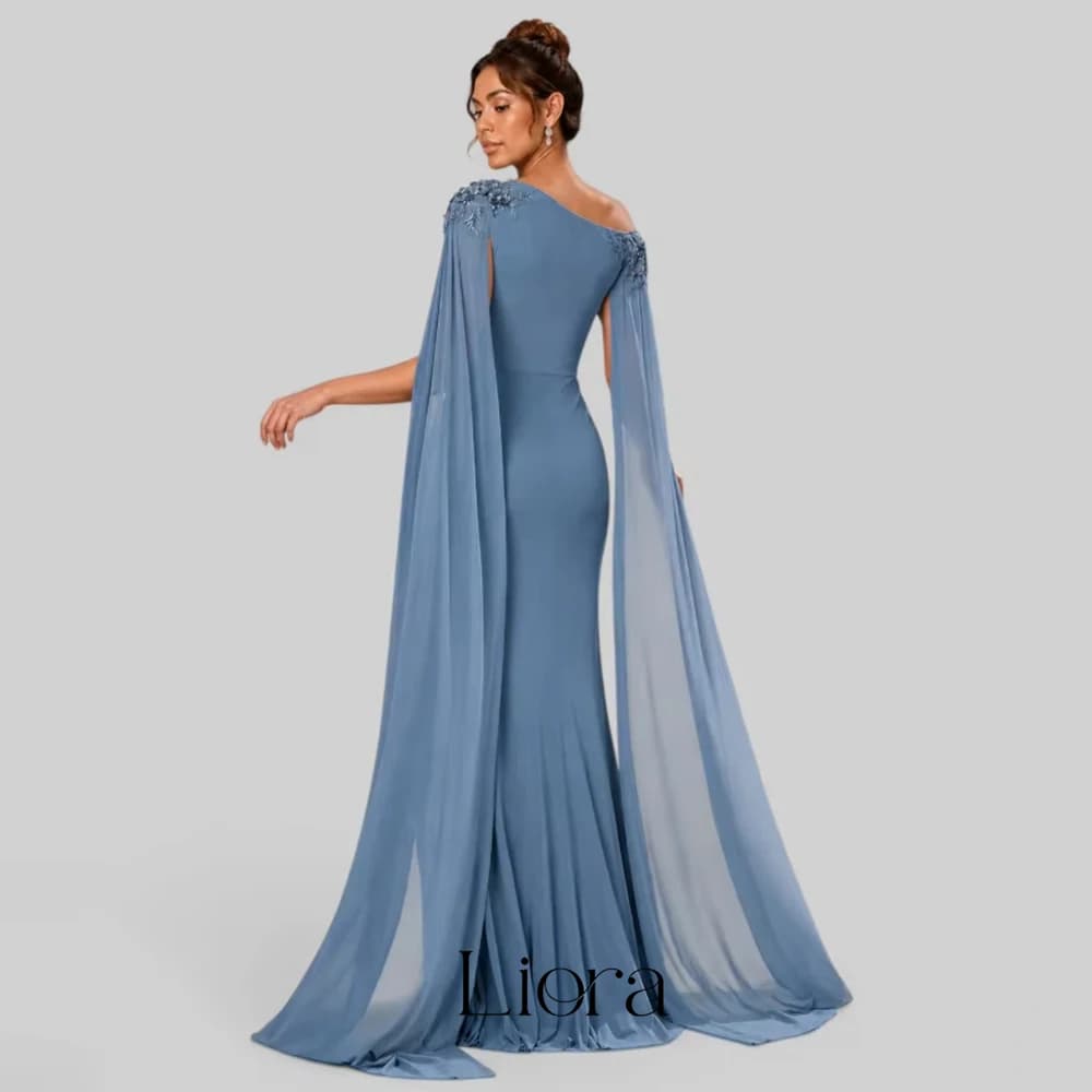 Liora Customized One Shoulder Lace Appliques Mother of Birde Dresses for Women Wedding Chiffon Elegant Long Prom Party Gowns