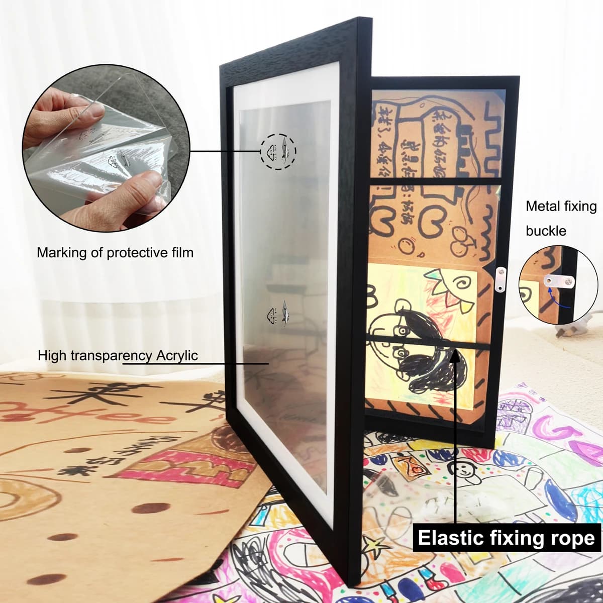 A3 A4 Magnetic Frames for Children with Front Opening, Interchangeable Frames for Posters, Photos, Drawings, Paintings and Images