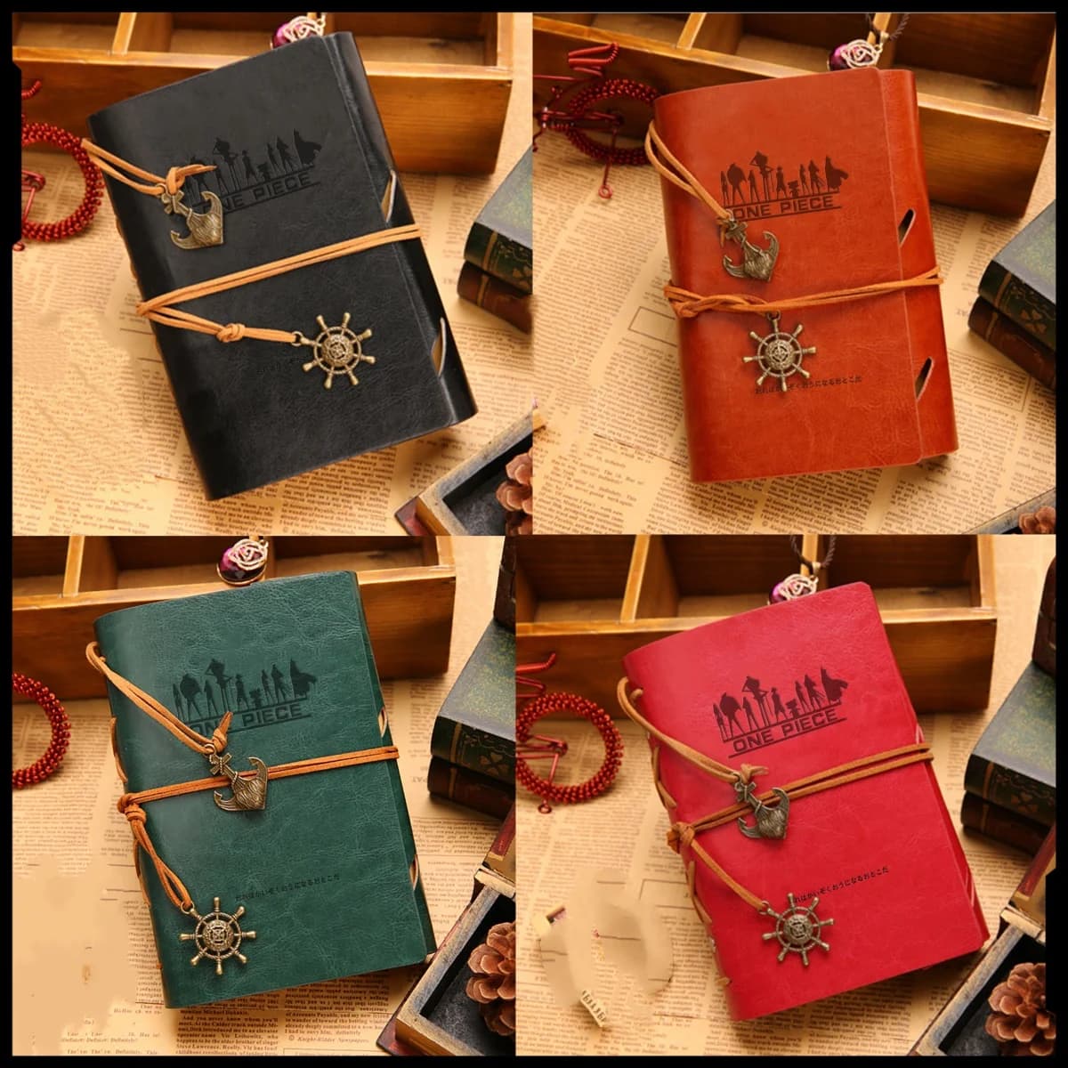 Periferiche di animazione One Piece Rufy Cartoon Notebook Diario di Zoro Ace Cappelli di paglia Conto a fogli mobili Agenda all'ingrosso unisex