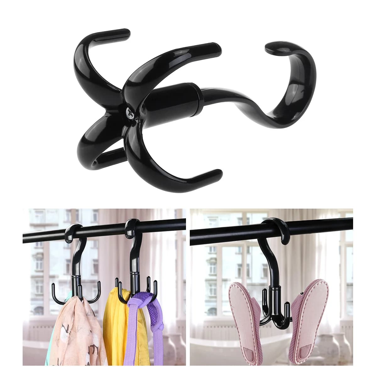 360 Degree Swivel Hangers with Large Hooks, Organizer for Wardrobe, Bags, Scarves and Dresses