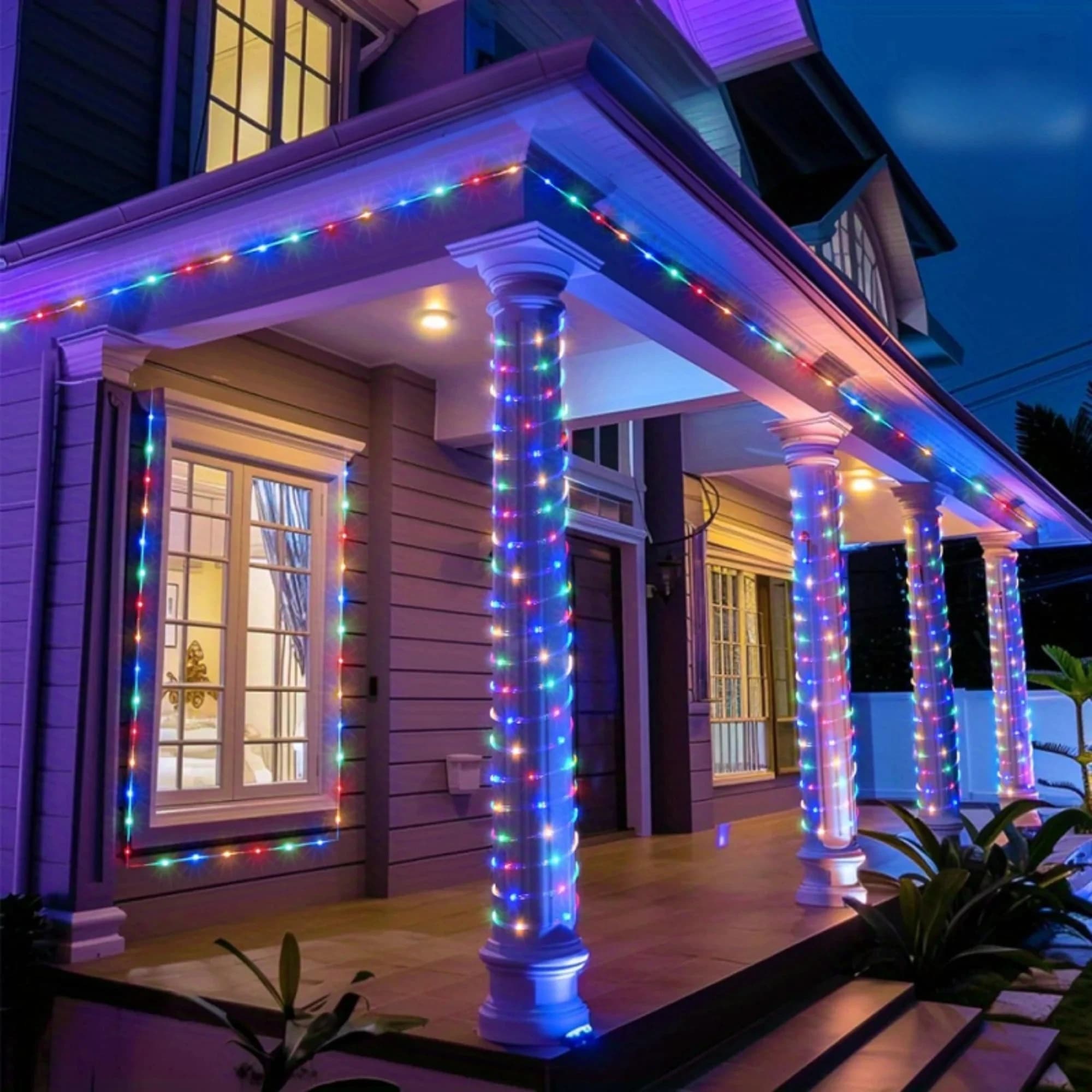 50/100/200/300leds Luci della stringa leggiadramente a forma di tubo ad energia solare per la decorazione esterna impermeabile del cortile della festa della stanza di Natale