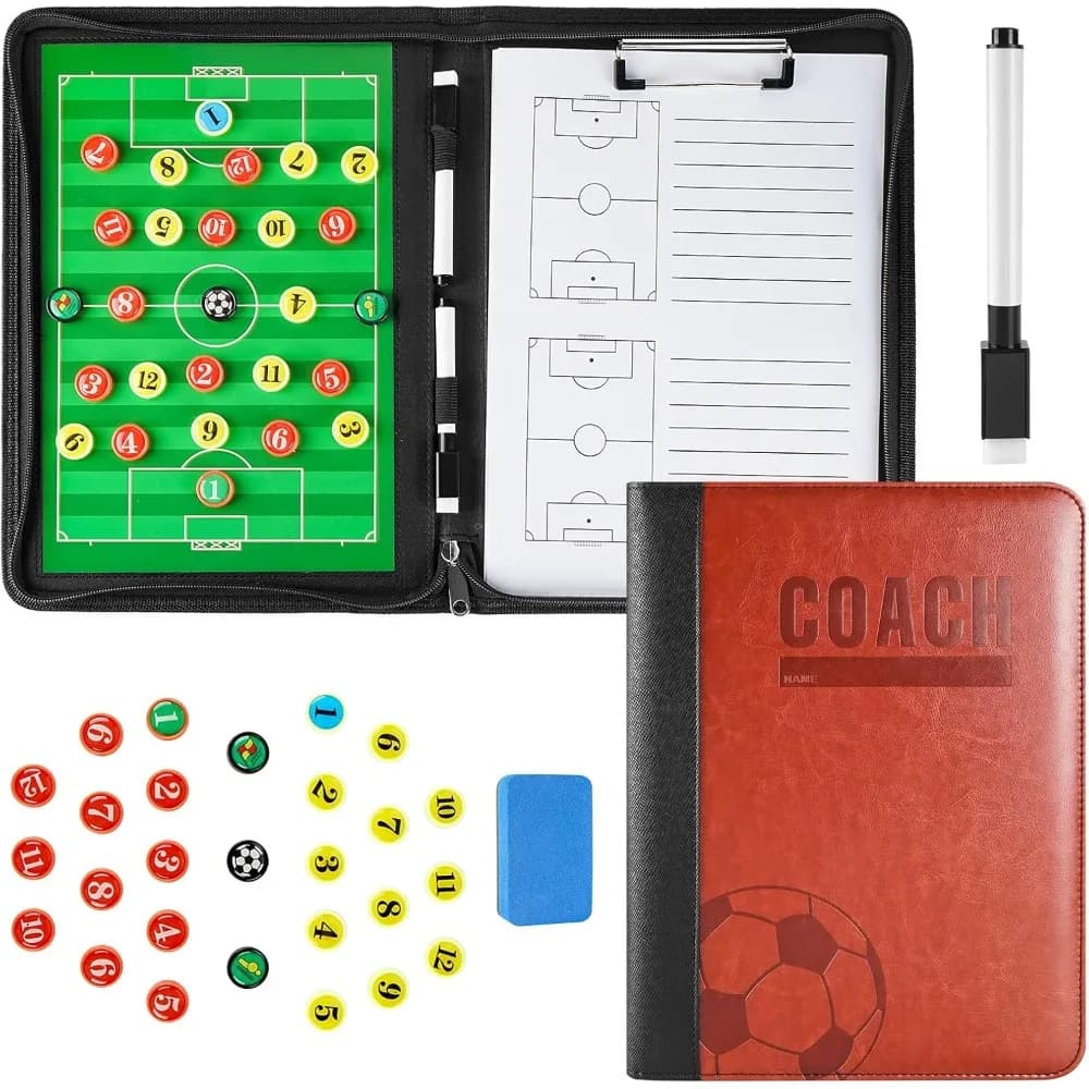 Lavagna tattica per allenatori di calcio, lavagna portatile per allenatori di calcio con pennarello, gomma e marcatori per giocatori