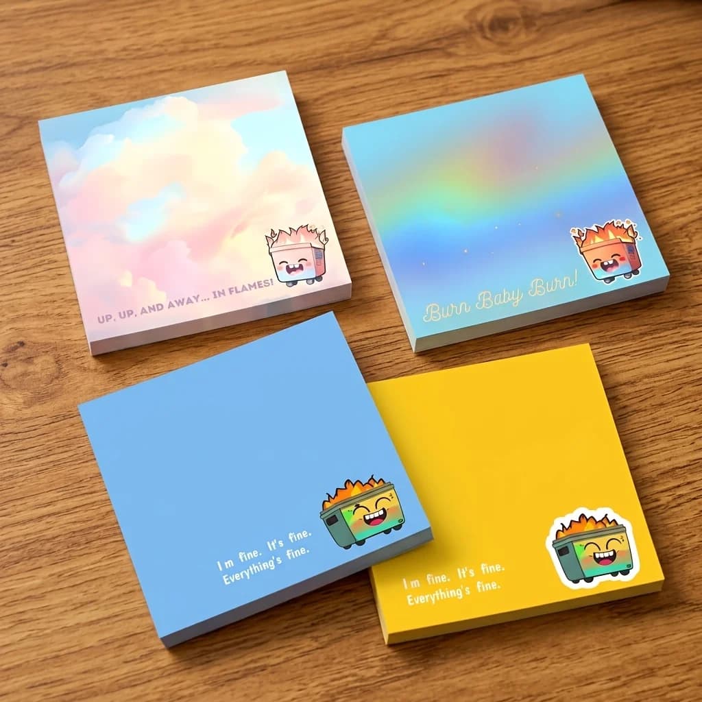Dumpster Fire Sticky Notes 50 Sheets/Pad Funny Office Note Pad Adhesive Funny Office Sticky Notes for School Office Student Gift