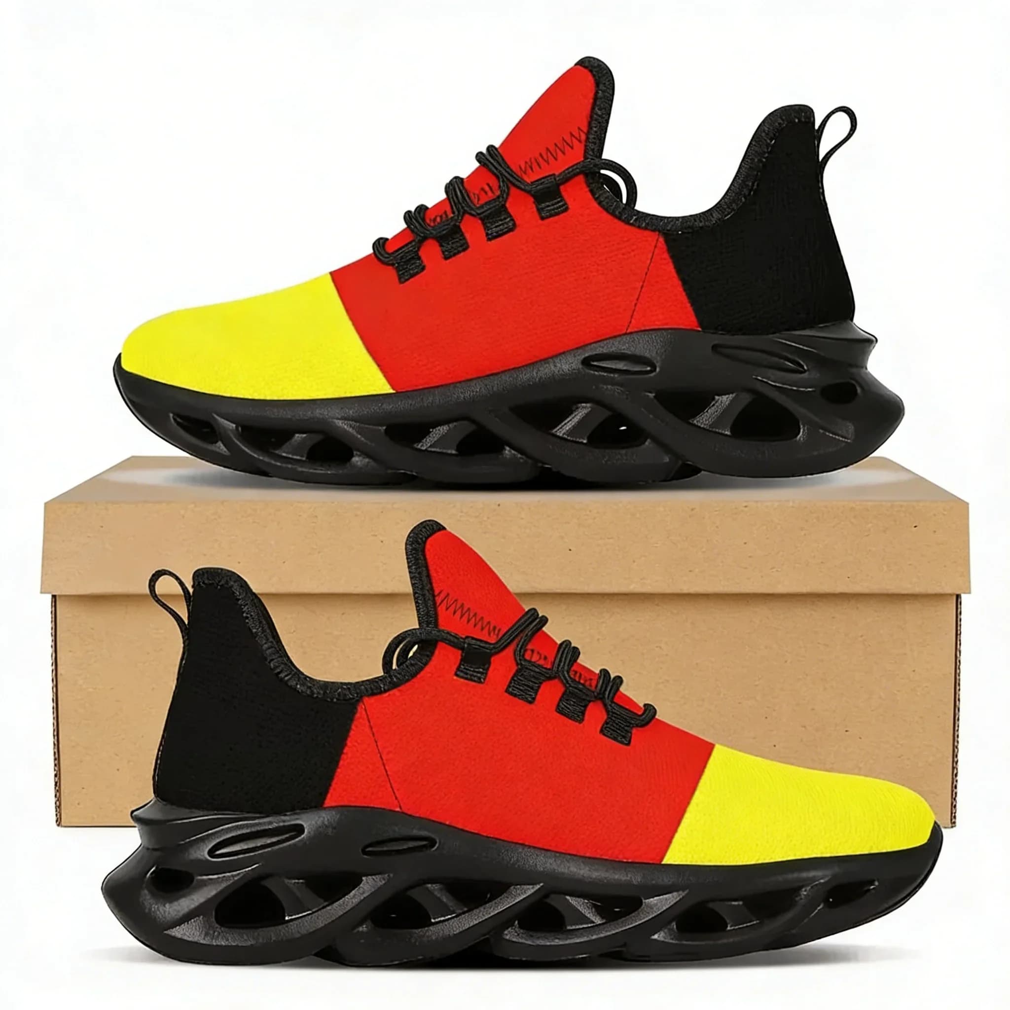 Scarpe da corsa da uomo con design della bandiera tedesca, sneakers sportive da squadra, scarpe da ginnastica piatte da esterno in mesh, Zapatillas Mujer