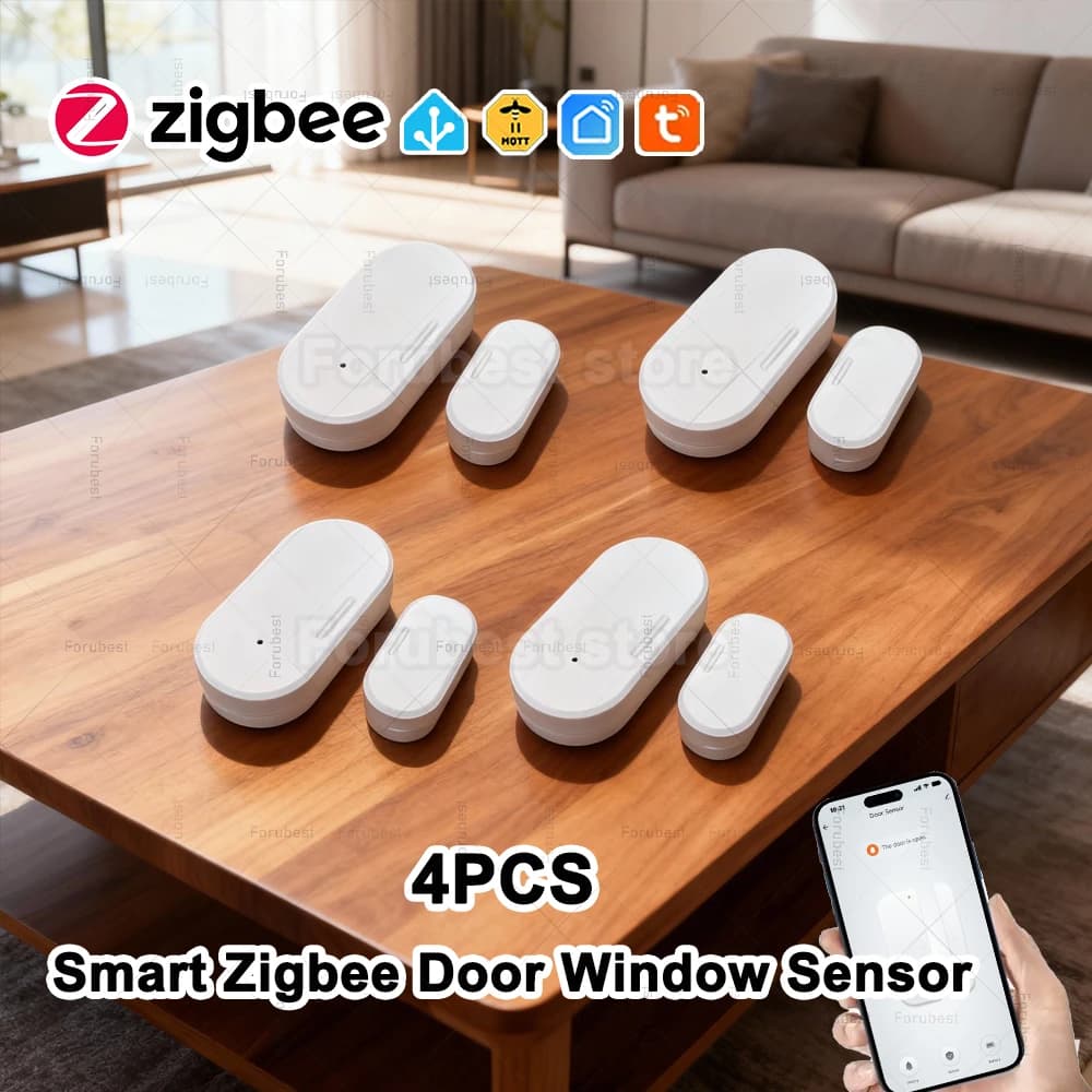4 pz Zigbee Sensore Porta Finestra Contatto Apri Chiudi Rivelatore APP Monitoraggio Remoto Necessita Gateway Supporto Zigbee2MQTT Assistente Domestico
