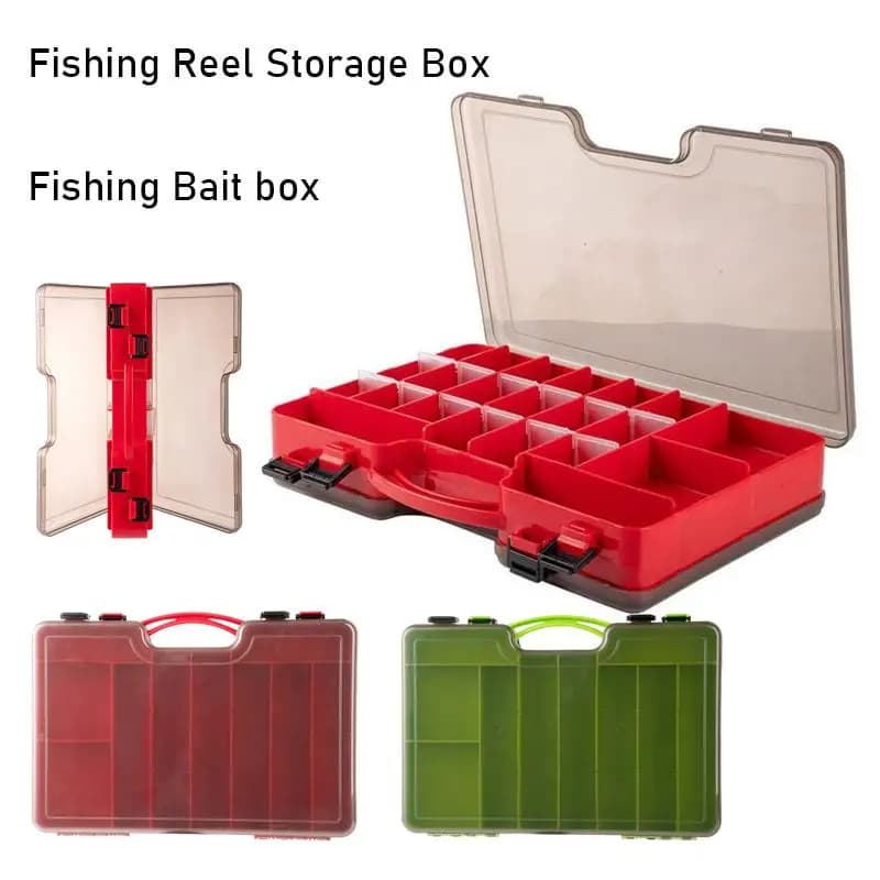 Double-Layer Large Capacity Bait Box Fishing Reel Storage Box W Lock Fishing Tackle Organizer Store Protect Fishing Equipment