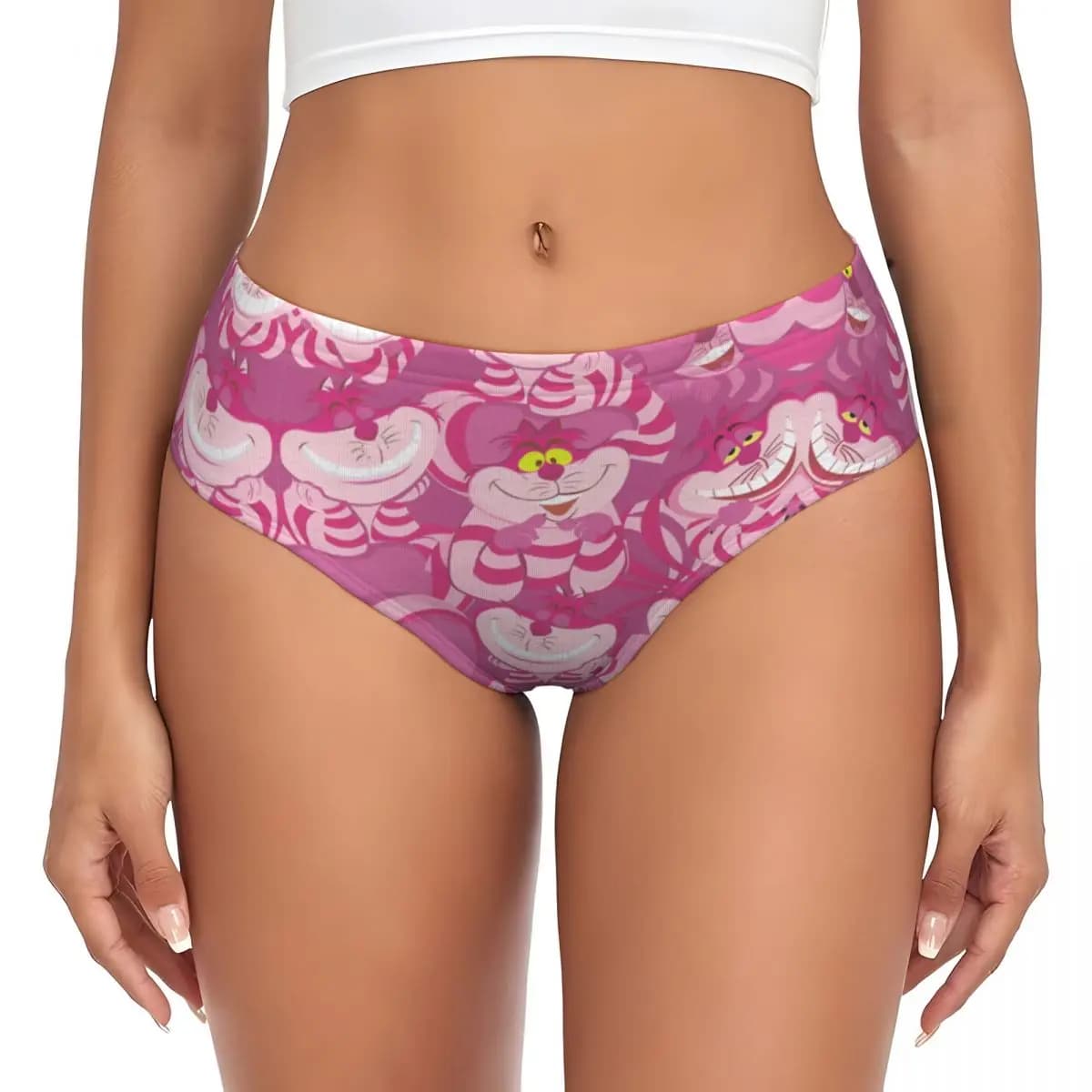 Mutandine Personalizzate con Gatto Cheshire Anime, Biancheria Intima Traspirante da Donna con Cartoni Animati e Manga