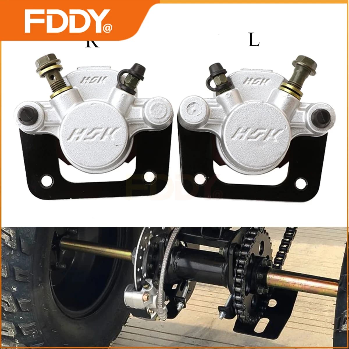 Pinza Freno Idraulica Anteriore e Posteriore FDDY con Pompa Inferiore 64.5MM per ATV, Go-Kart, Quad, Moto Elettriche e Accessori