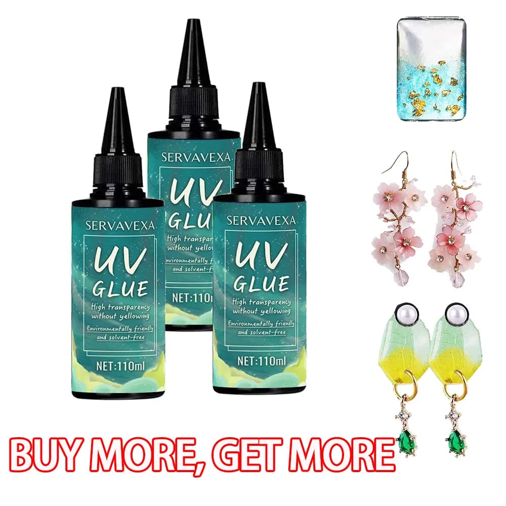 SERVAVEXA UV Resin with Light 110ml, Transparent UV Collar Type Durum Without Bubbles, Fast Drying, Anti-Glatting for Crafts and Jewelry