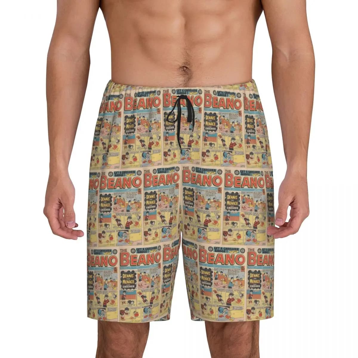 1984 Beano Classic Dennis The Menace And Gnasher Short Pajama Pants Men Sleepwear Sleep Lounge Bottom Shorts Sleeping Pants