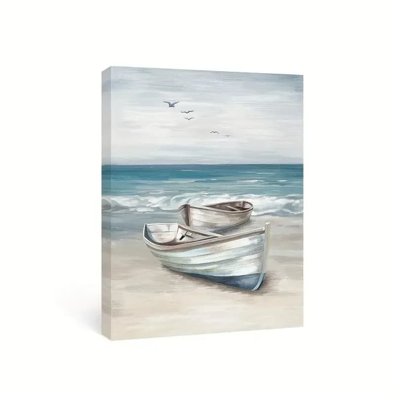 1pc No Framed Ocean Wall Art Sea Paintings on Canvas Beach Boat Artworks Framed Stamps Sea House Decorations Ready to hang for