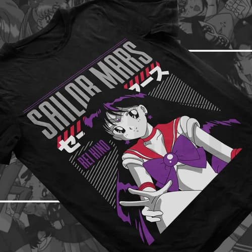 T-shirt carina per bambini/uomini/donne, anime manga giapponese Sailor Moon Mars Rei Hino