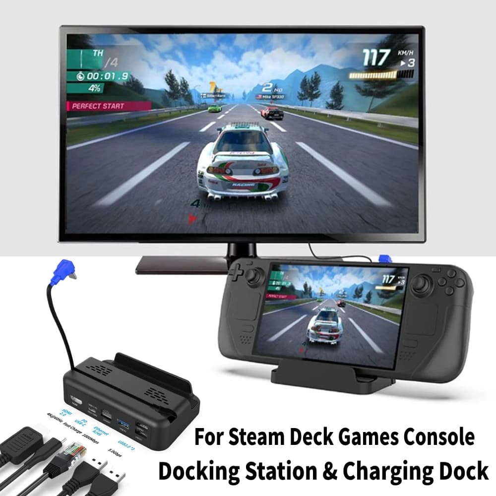 Docking station per console di giochi Steam Deck Uscita video HDMI 4K @ 60Hz Dock di ricarica rapida per accessori da gioco Steam Deck
