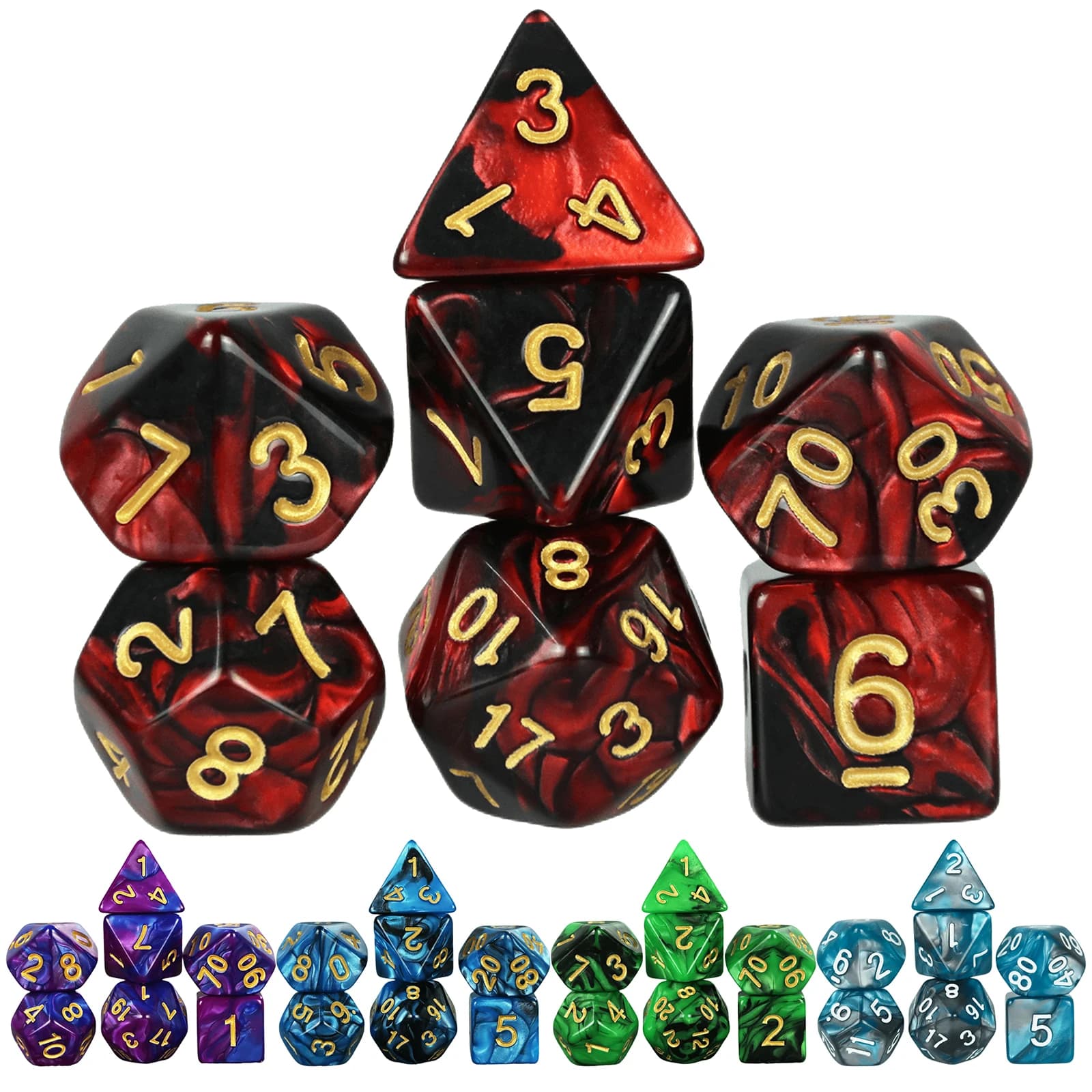 7PCS 1 Set Galaxy Style DND Dice Set D4 D6 D8 D10 D12 D20 Multifaceted Dice Are Used For TRPG Dragon Dungeon Board Game